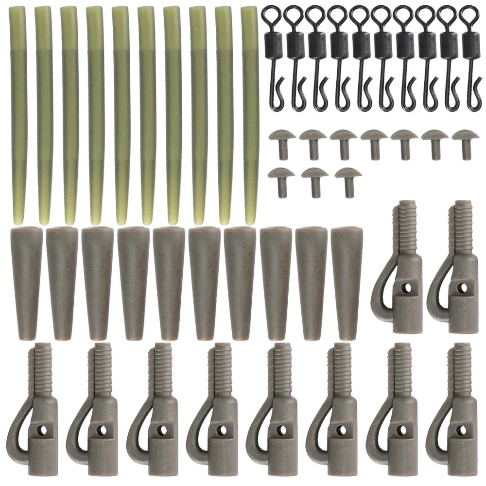 Hirisi Pinzas de plomo de seguridad para pesca de carpa, cono de goma de cola, manga antienredos, eslabones de cambio rápido, accesorios de pesca, M5-1 de aparejo, 40 piezas - imagen 5