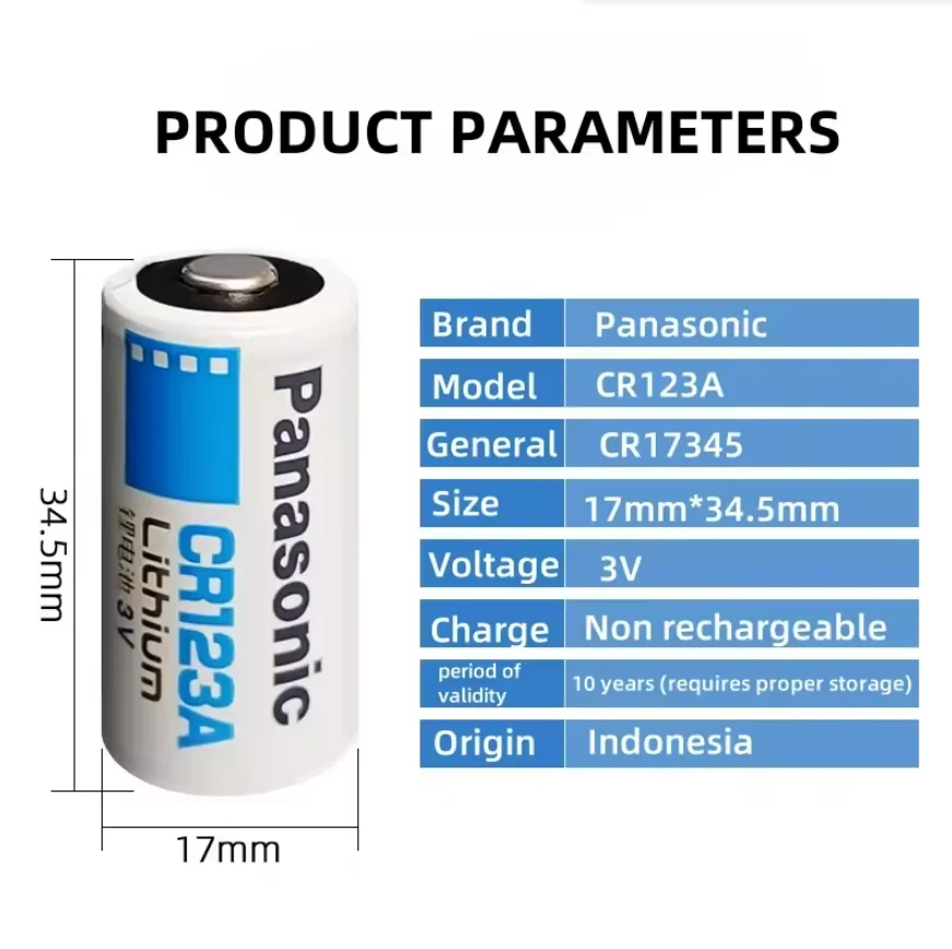 Batería de litio Panasonic CR123A/CR2 para linterna y cámara - imagen 2