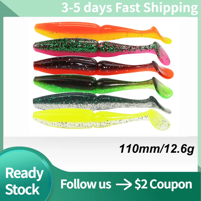 Señuelo de vinilo AI-SHOUYU Easy Shiner Shad – Cola en T 110mm