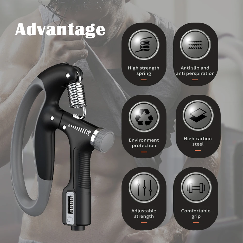 Fortalecedor de agarre de mano con resistencia ajustable (10-100KG), ejercitador de mano para construcción muscular y recuperación de lesiones - imagen 3