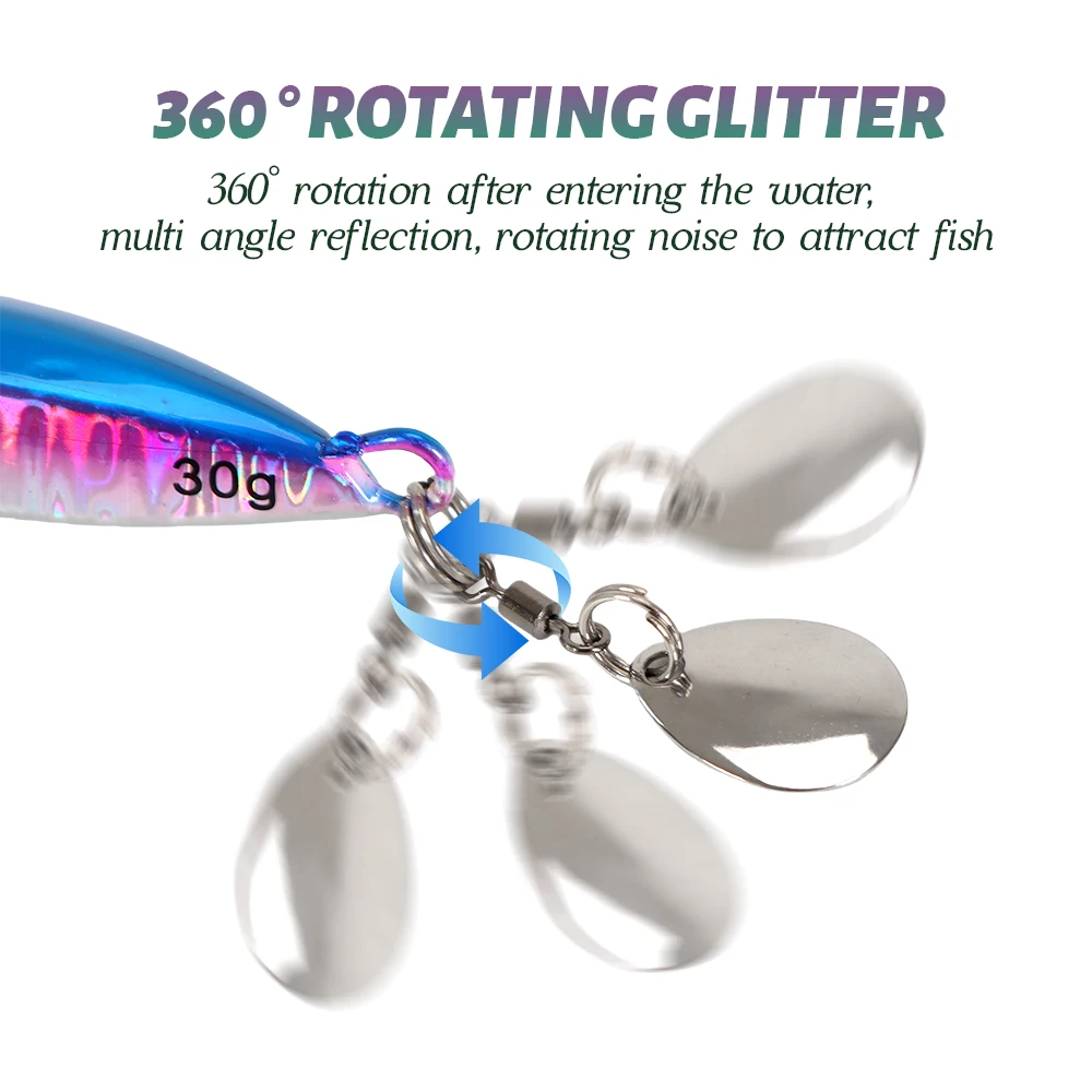 TOLU 2024 Spin Tail Metal Jig señuelo de pesca 20g 30g 40g 60g Spinner Shad Metal Vib Casting Shore Jig cebo hoja de cobre cuchara lubina - imagen 5
