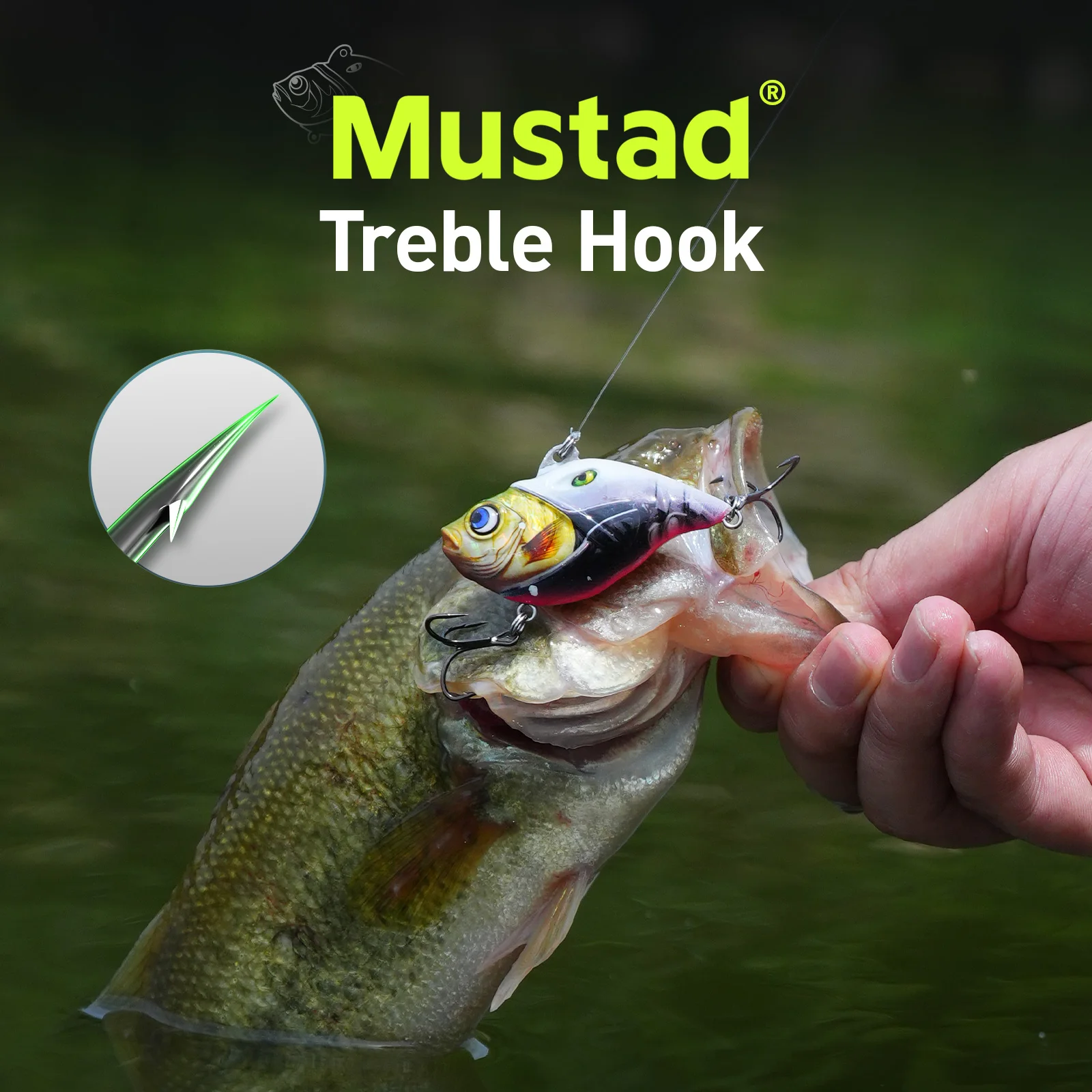 HANDING 3 unids/pack M1 VIB Señuelos de pesca Crankbait sin labios cebo duro Mustad anzuelos triples para lubina Pike aparejos de pesca señuelos cebo - imagen 4
