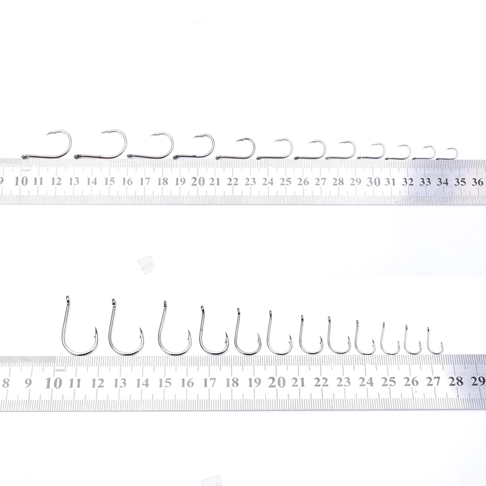 FTK 50-100PCS Anzuelos de pesca CHINU de acero rico en carbono con anillo 5/0 # -7 #   Anzuelo de carpa de agua dulce, bagre con púas, Anzol Peche Tackle - imagen 3