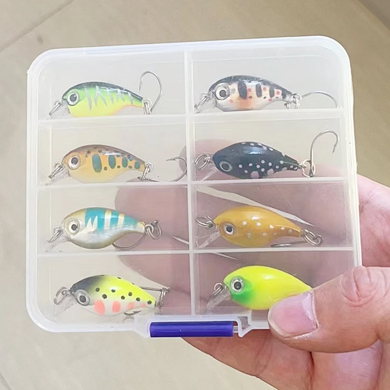 Señuelo de pesca flotante Crankbait, cebo duro de plástico Artificial Iscas, Wobblers, carpa, Lucio, aparejos de pesca, 36mm, 2,1g, 8 unids/lote por caja - imagen 2