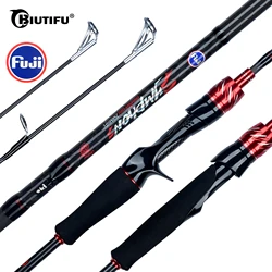 BIUTIFU Caña pescar carbono viajera giratoria Fuji Lure mini roca