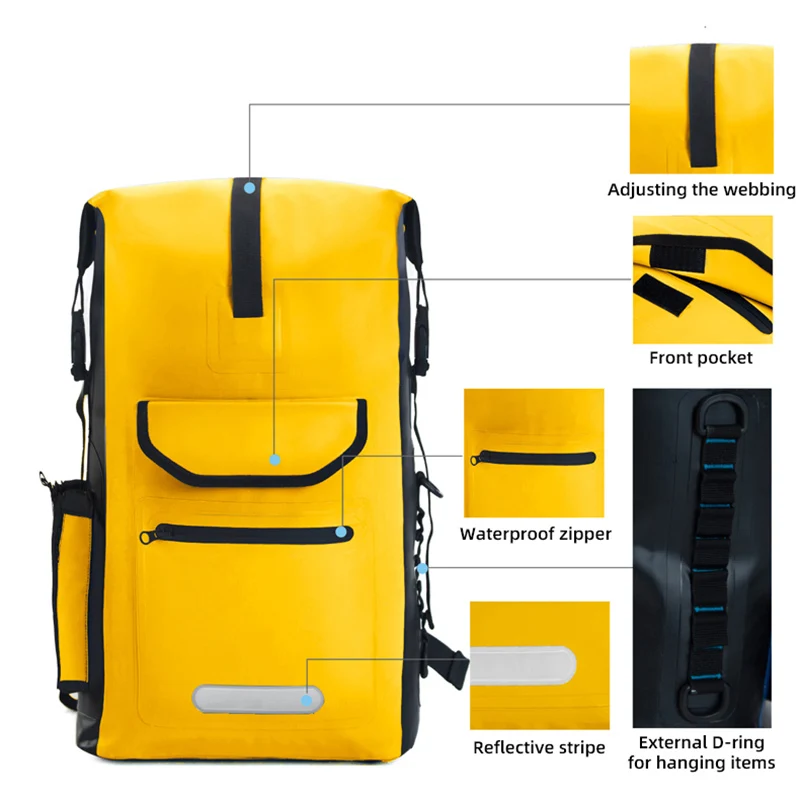 Mochila impermeable de PVC para exteriores, bolsa seca de 25L, escalada, Trekking, Camping, aventura, playa, Rafting, paquete de agua de 213G - imagen 3
