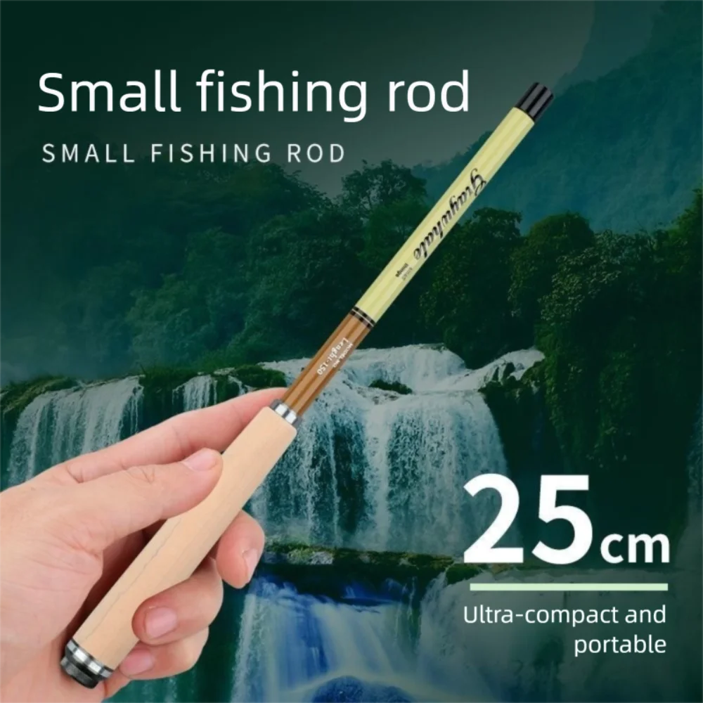 Caña de pescar ultracorta de 26CM de longitud, caña de pescar de fibra de carbono de diseño duro ultraligera, rango de 0,8-2,4 m, fibra de carbono - imagen 5