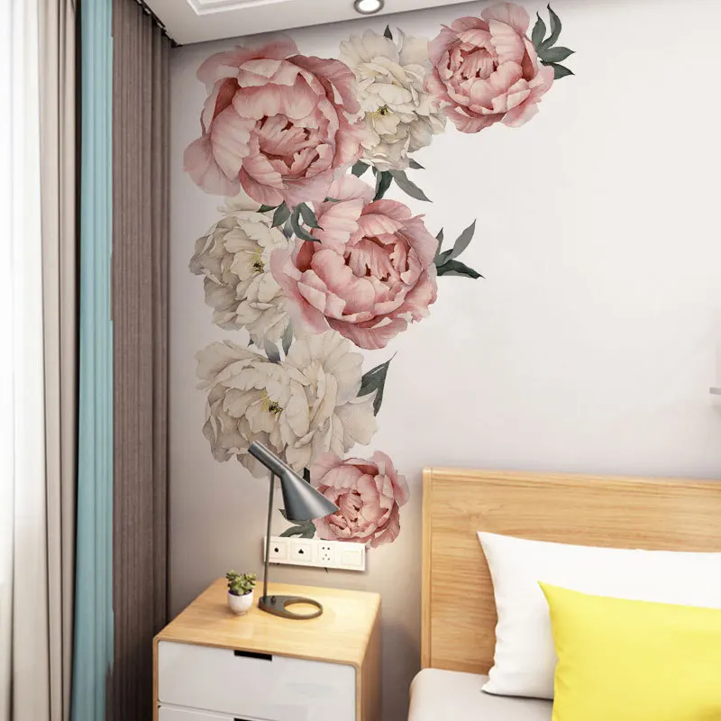 Pintura decorativa 3D de flores de peonía para pared y salón - imagen 4