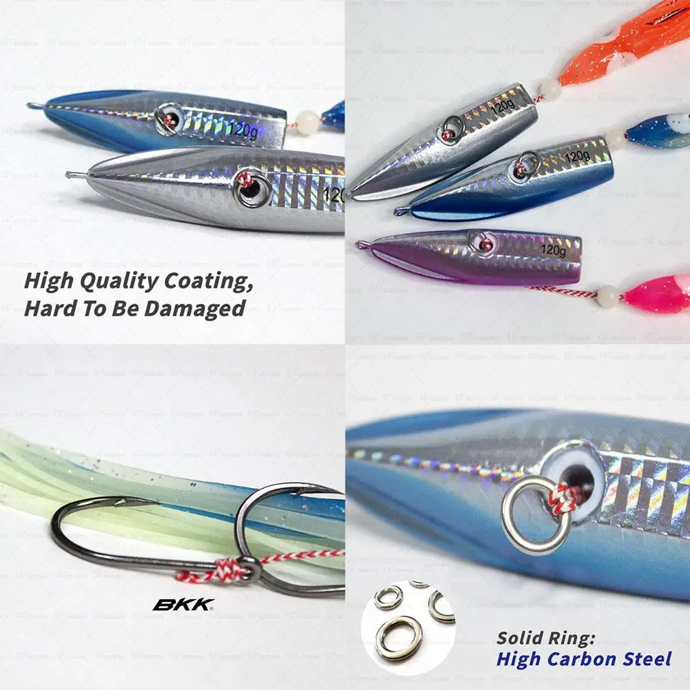 Señuelo luminoso de pesca Jigging, anzuelos de calamar Bkk, cebo duro Marlin, 80g-200g - imagen 3