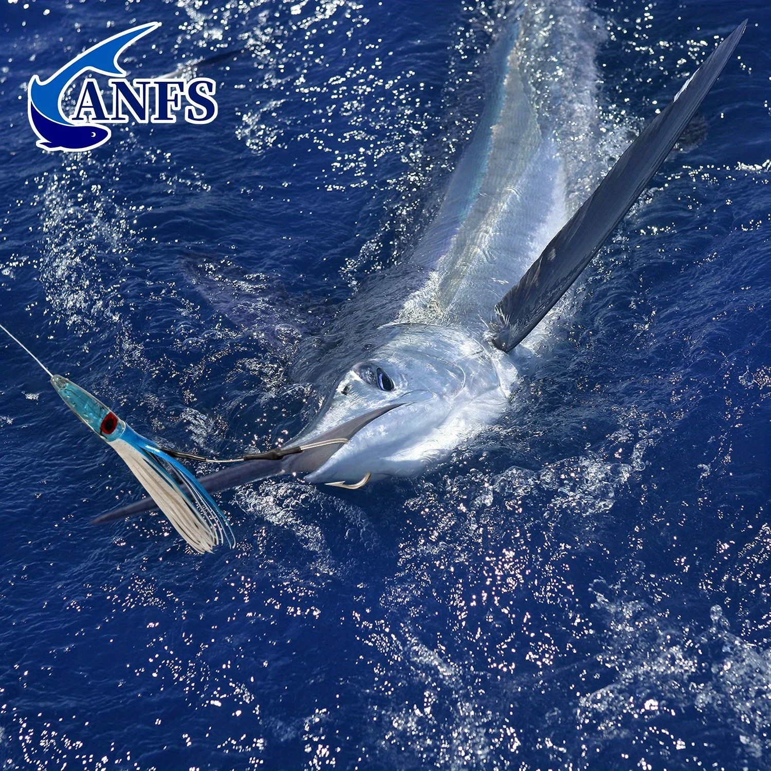 ANFS-señuelo de pesca curricán con cabeza de resina de 11,8 ", 1 señuelo de juego grande aparejado y listo para atún, Wahoo, pez espada y pez recortado - imagen 3