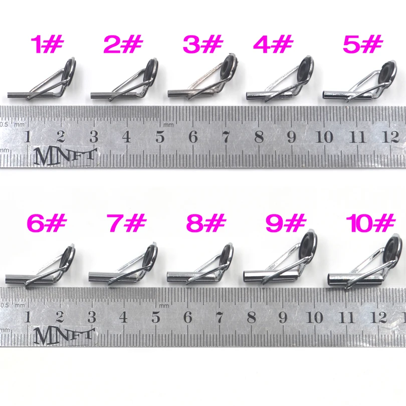 MNFT 80 unids/caja tamaño 1-10 #   Kit de reparación de punta guía de caña de pescar, anillos de ojo DIY, marcos de acero inoxidable, anillo guía de línea TS de cerámica - imagen 4