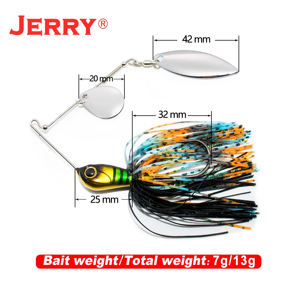 Jerry Double Blade Spinnerbait 1/4oz 3/8oz 1/2oz Willow Colorado Spinner Bait falda de silicona para señuelos de pesca de lubina - imagen 3