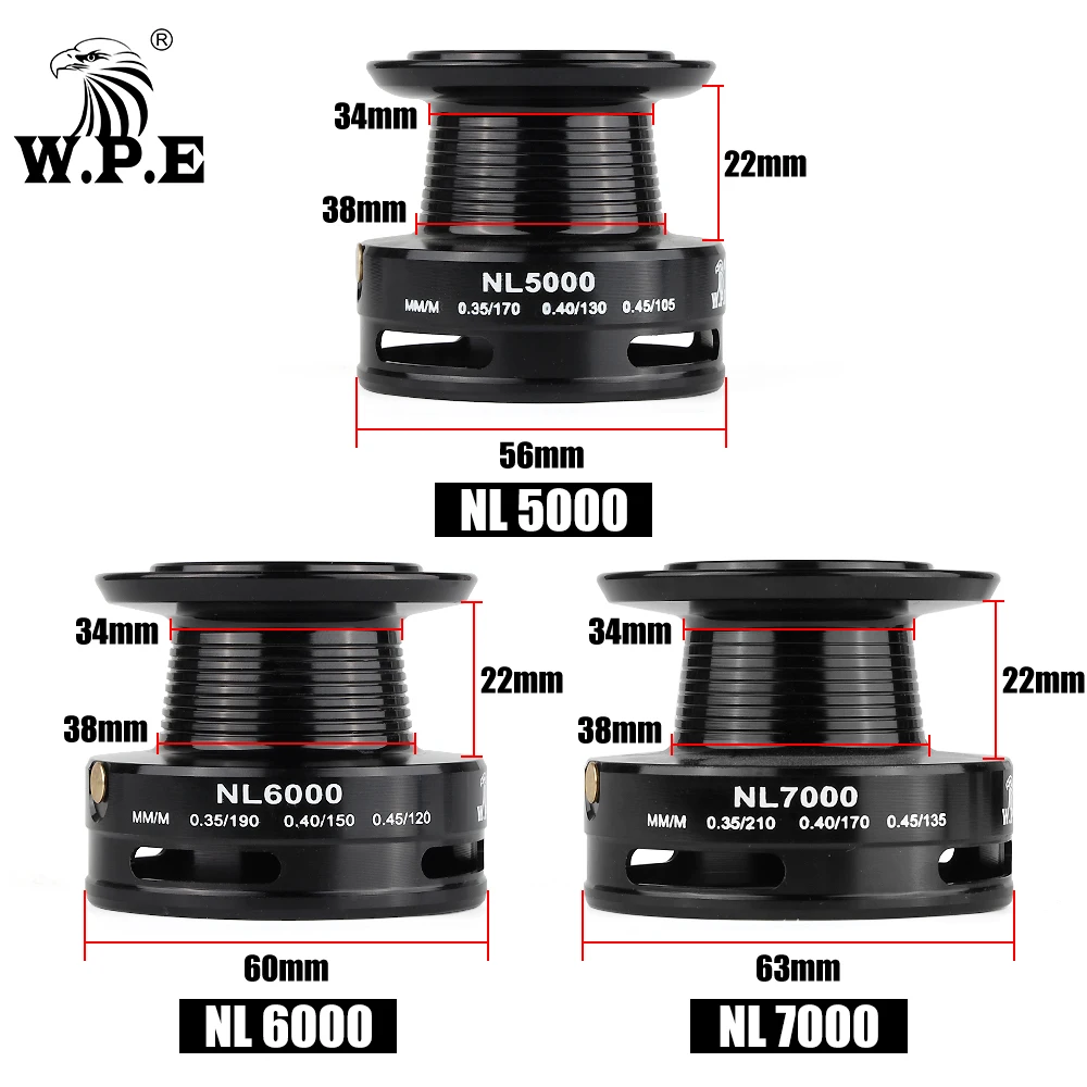 W.P.E NL-carrete de Pesca giratorio para carpa, alta relación de engranaje 5000: 1 5 + 1, rodamientos de bolas, carrete de Metal completo, 6000/7000/5,1 - imagen 3