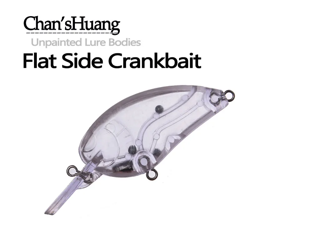 Cuerpo de crankbait sin pintar mostrando detalle de lados planos