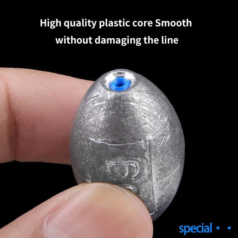Sinker de peso de pesca, aparejo en forma de oliva, pesas de pesca, fregadero de tiro dividido con escala, accesorios de herramientas de aparejos - imagen 5