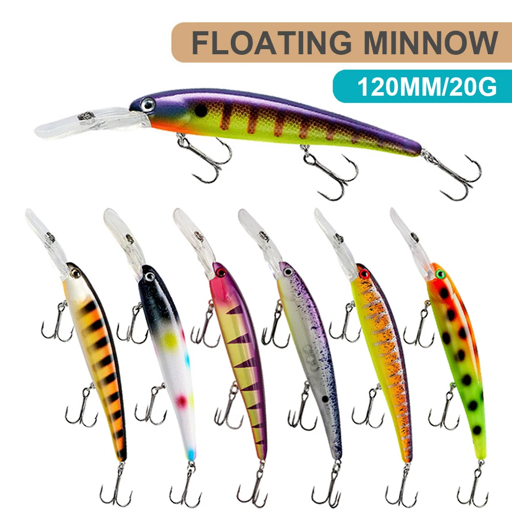 Señuelos de pesca flotantes de 12cm y 20g, cebo duro Artificial para buceo profundo, accesorios de pesca de agua de mar para Lucio, lubina, MN619 - imagen 3