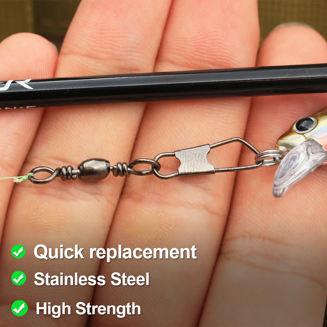 FishTrip 50 piezas de barril giratorio con cierre de seguridad American Snap, multitud para conector de pesca en el mar - imagen 5