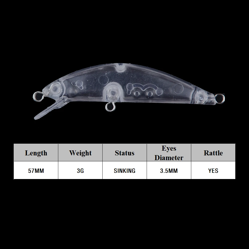 Chan'sHuang 30 Uds Señuelos de pesca sin pintar 57mm 3g hundimiento lento Mirco Minnow DIY cebo de pesca en blanco hecho a mano - imagen 2