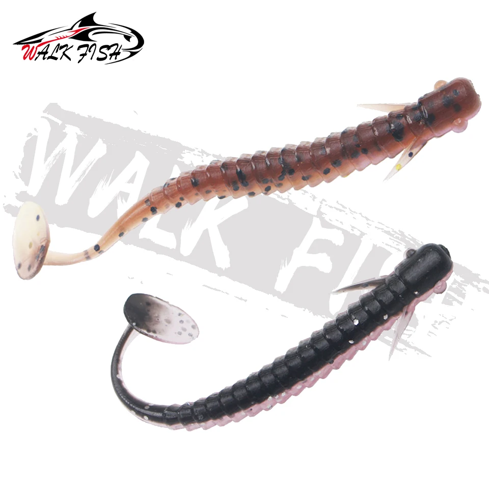 WALK FISH-señuelo de pesca de pececillos de plástico suave, cebo Artificial, sábalo, carpa, cola de paleta, perca, trucha, 10 piezas, 75mm/45mm - imagen 5