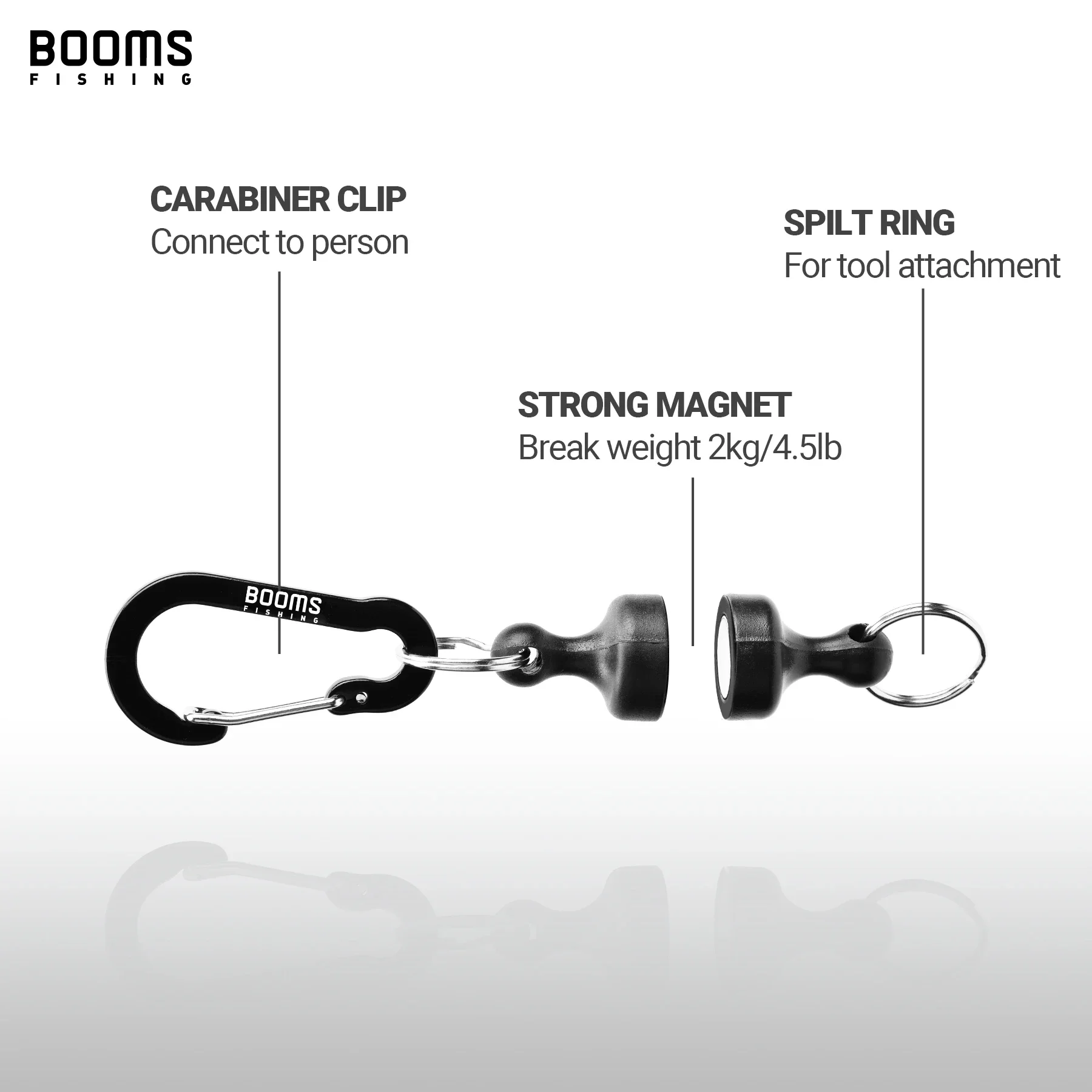 Booms Fishing MRC 2KG hebilla magnética con llavero mosquetón Anti-caída Clip de pesca accesorios de aparejos de pesca - imagen 2