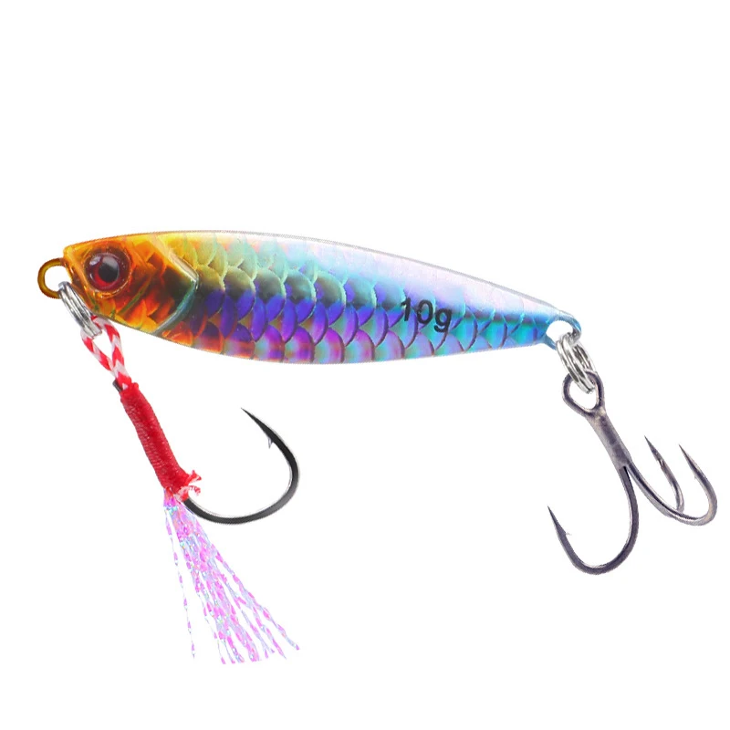Jigging-señuelo de pesca de lubina, aparejo de cebo Artificial con escala, cuchara de plantilla de Metal fundido, 10/15/20g, lanzamiento a tierra, Jigging, novedad - imagen 4