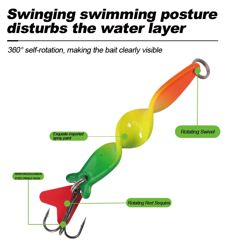 Wondersee-Juego de Señuelos de Pesca, 5 uds., 11g, 21g, 28g, cucharas de pesca, anzuelos triples, cebos de Metal duro, cuchara de fundición, señuelos para salmón y lubina - imagen 5