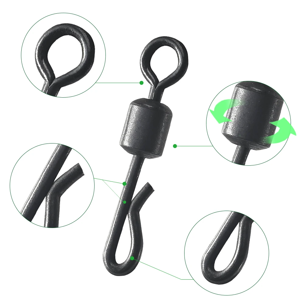 DNDYUJU-aparejos giratorios de cambio rápido para carpas, accesorios de pesca de carpa, 30 piezas, color negro mate - imagen 2