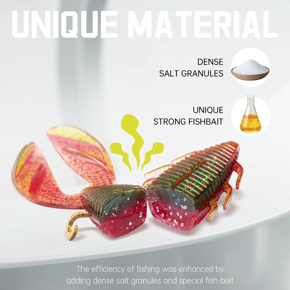 SOLOKING 6 unids/lote señuelo suave de plástico 9,3g 89mm cebo de gusano gordo cola doble T agregar señuelo atractivo para pesca de lubina - imagen 4