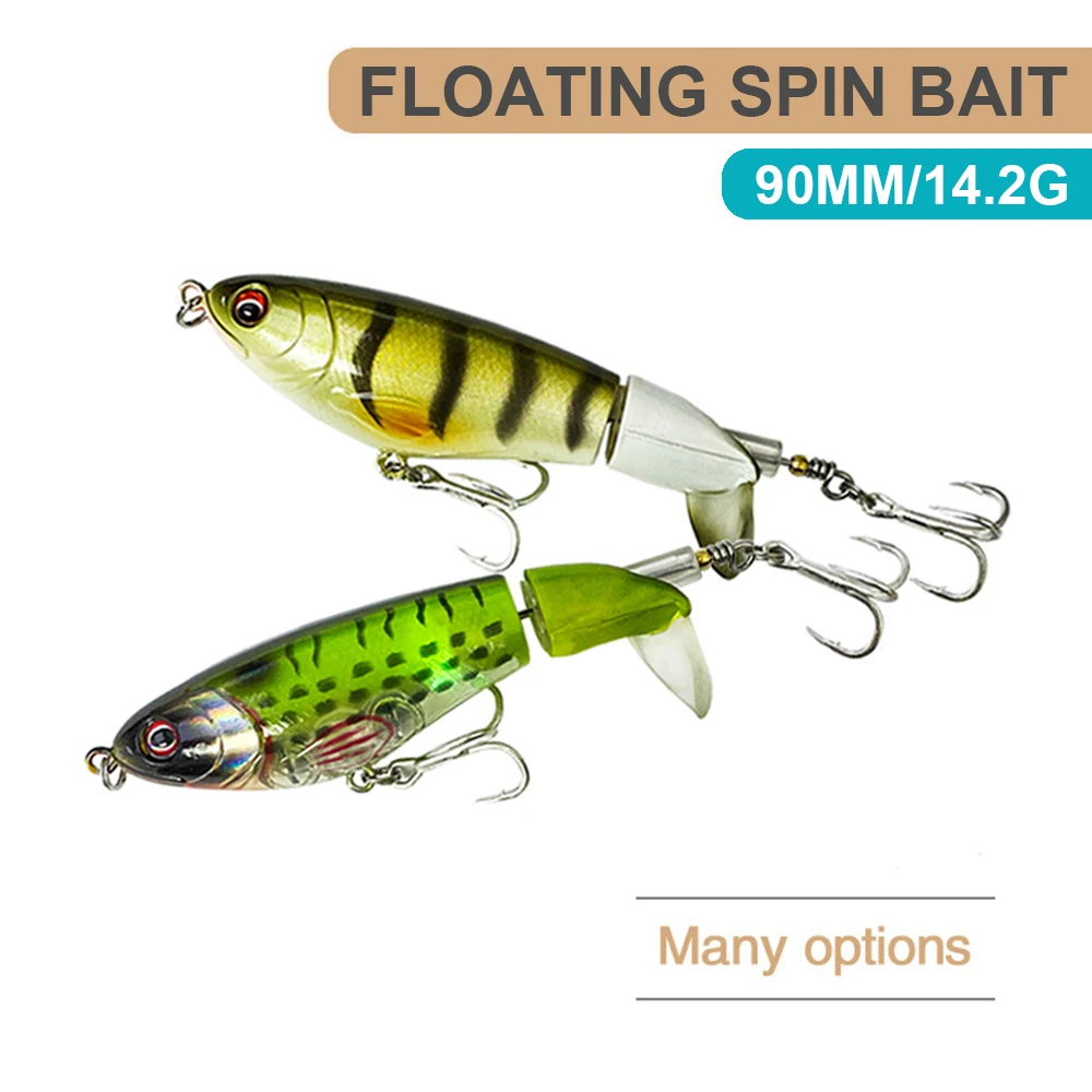 Señuelos de pesca flotantes, cebo giratorio Wobbler Topwater Whopper Plopper, cebo duro Artificial, Spinner de cola, Jerkbait LXJ103, 9cm, 14,2g - imagen 2