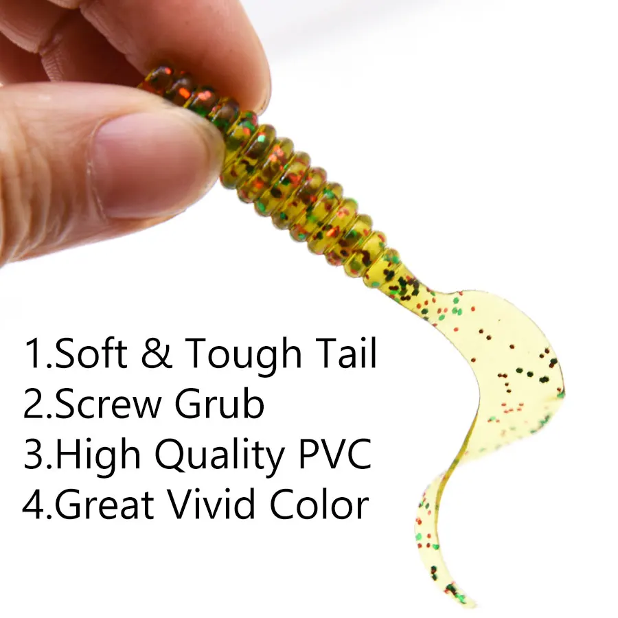 JYJ-señuelo de pesca de 6cm y 1,5g, cebos de gusano, gusanos de sílice suave, gusanos artificiales, cebos de tornillo - imagen 3