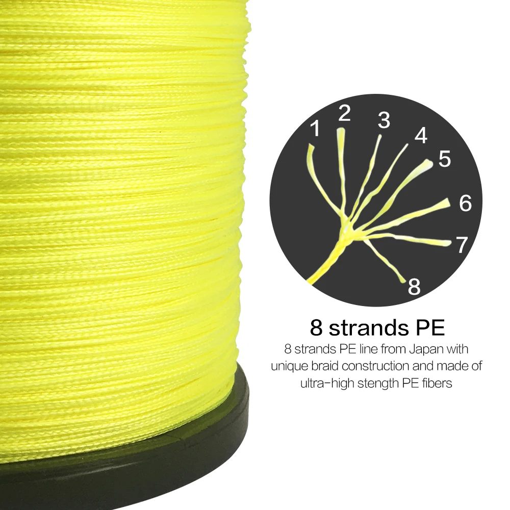SIECHI-sedal de pesca trenzado de 8 hebras, 1000M, 500M, 300M, 100MPE, tejido Superior para pesca en agua salada, muy fuerte - imagen 3