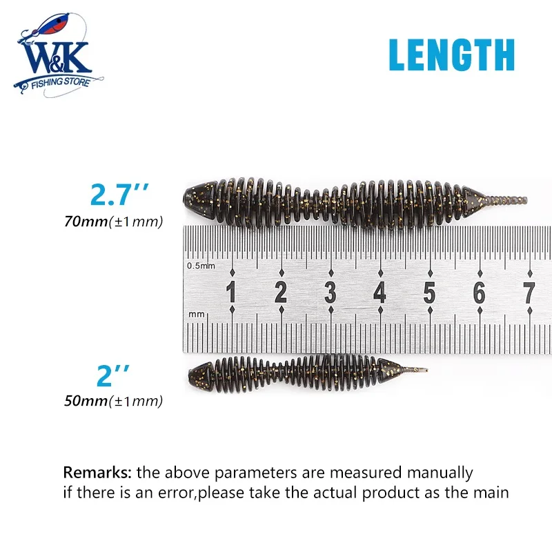 Señuelo de gusano de cebo suave TPR de 7 cm y 5cm para aparejo Ned, cebo de gusano flotante de agua dulce TPE y pesca Spiker adecuado para perc - imagen 3