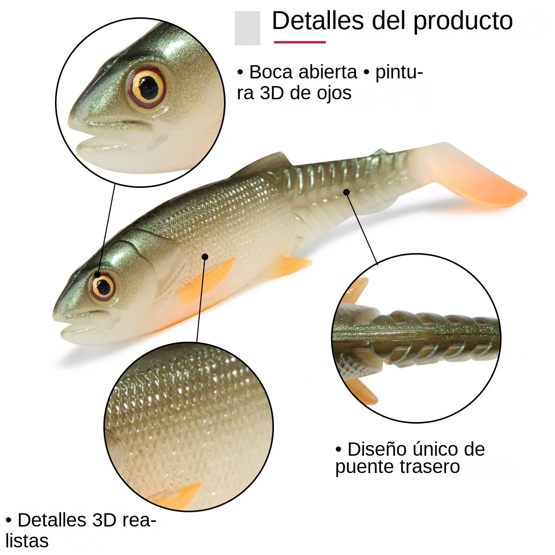 Spinpoler-señuelo de pesca con cebo suave Predator, 6,5 cm, 8,5 cm, 10,5 cm, 12cm, puente, cola de paleta, boca abierta, Jig Head Fit, aparejos Wobbler - imagen 5