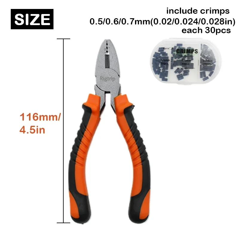 Herramienta de pesca de carpa, nueva herramienta de prensado, alicates con engarzadores de 0,5mm, 0,6mm, 0,7mm para línea de fluorocarbono, Chod Rig Booms - imagen 2