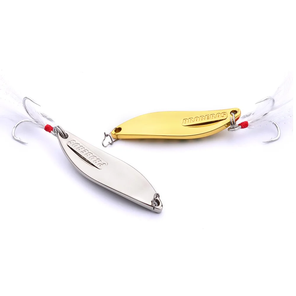 Señuelos de Pesca con cuchara giratoria de Metal, cebo Artificial de oro y plata de 5G-28G con pluma, gancho triple, trucha, Lucio, aparejos de lubina, 1 unidad - imagen 4