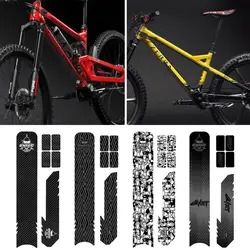 1 Juego de almohadilla de cubierta de horquilla de vaina a prueba de arañazos, pegatina para cuadro de bicicleta, película protectora de bicicleta, pegatinas protectoras de cadena con patrón de fibra de carbono