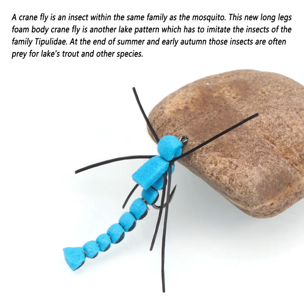 Bimoo 6PCS/8PCS # 12 patas largas de goma, cuerpo de espuma, grúa, mosca flotante, mosca seca para trucha, perca, pesca, moscas, cebos, señuelos - imagen 5