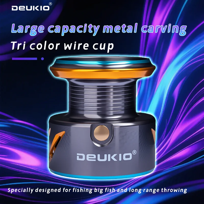Carrete giratorio DEUKIO de Metal colorido, carrete de pesca sin espacio, mango de perilla de Metal, arrastre de 16kg para agua salada, carrete de Jigging de fundición de agua dulce - imagen 5