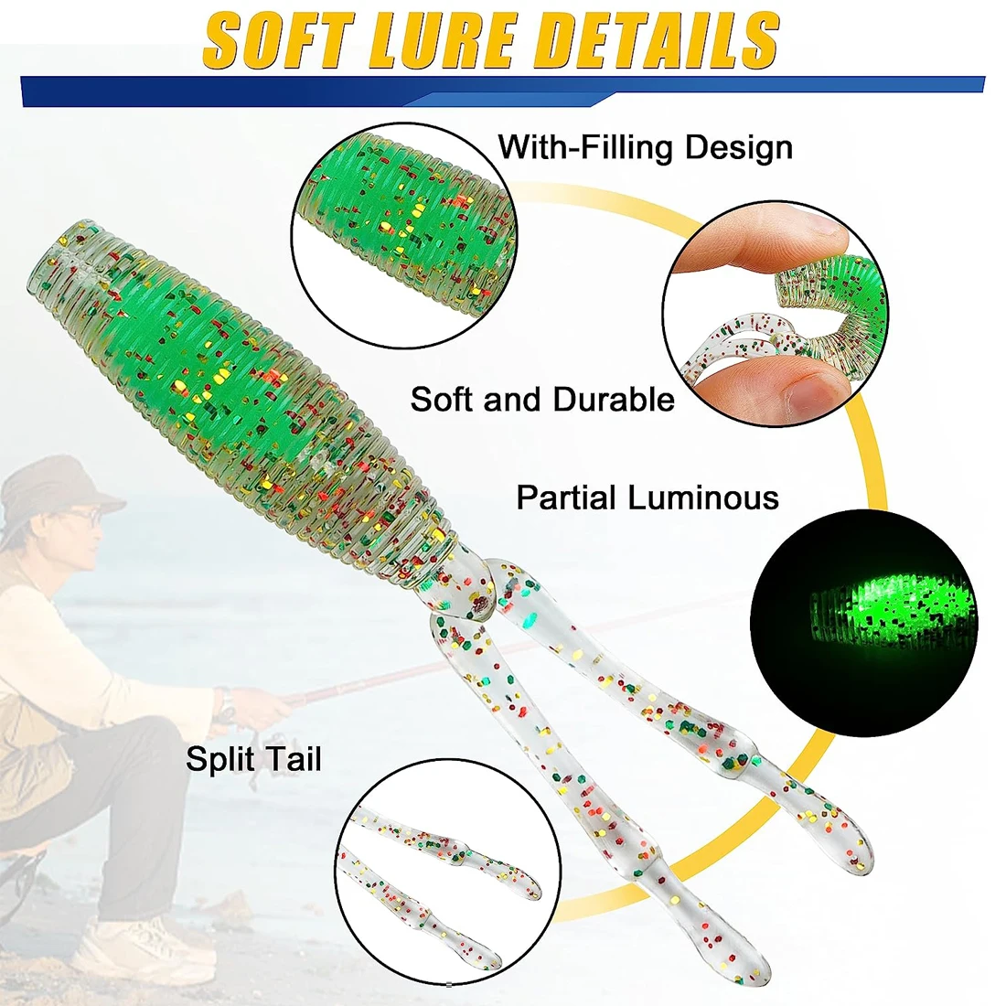 Señuelos Crappie de 55/48 piezas, cebos de pesca blandos con anzuelo de plantilla Underspin para lubina, aparejos de pesca - imagen 4
