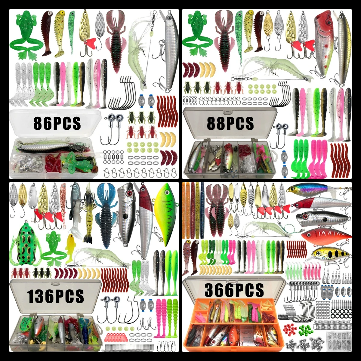 JSFUN 86/88/136/366 Uds Kit de Señuelos de Pesca para trucha/pike/bajo juego de pesca multiseñuelo aparejos en capas caja de aparejos de equipo profesional - imagen 2