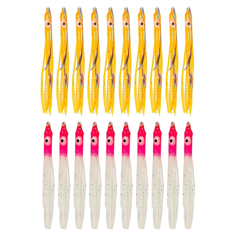 10/20 piezas faldas luminosas de calamar señuelo suave pesca señuelo de pesca pulpo señuelo de pesca nocturno brillo cebo Artificial de goma para atún - imagen 5