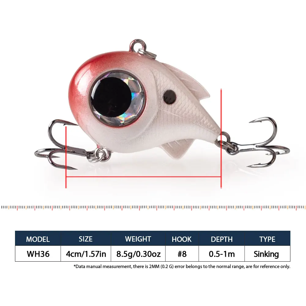 Haanlin 5 unids/caja ojos grandes VIB 4 cm/1,57 pulgadas/8,5g Señuelos de Pesca hundimiento vibración sonajero bola cebos duros artificiales aparejos de lubina - imagen 2