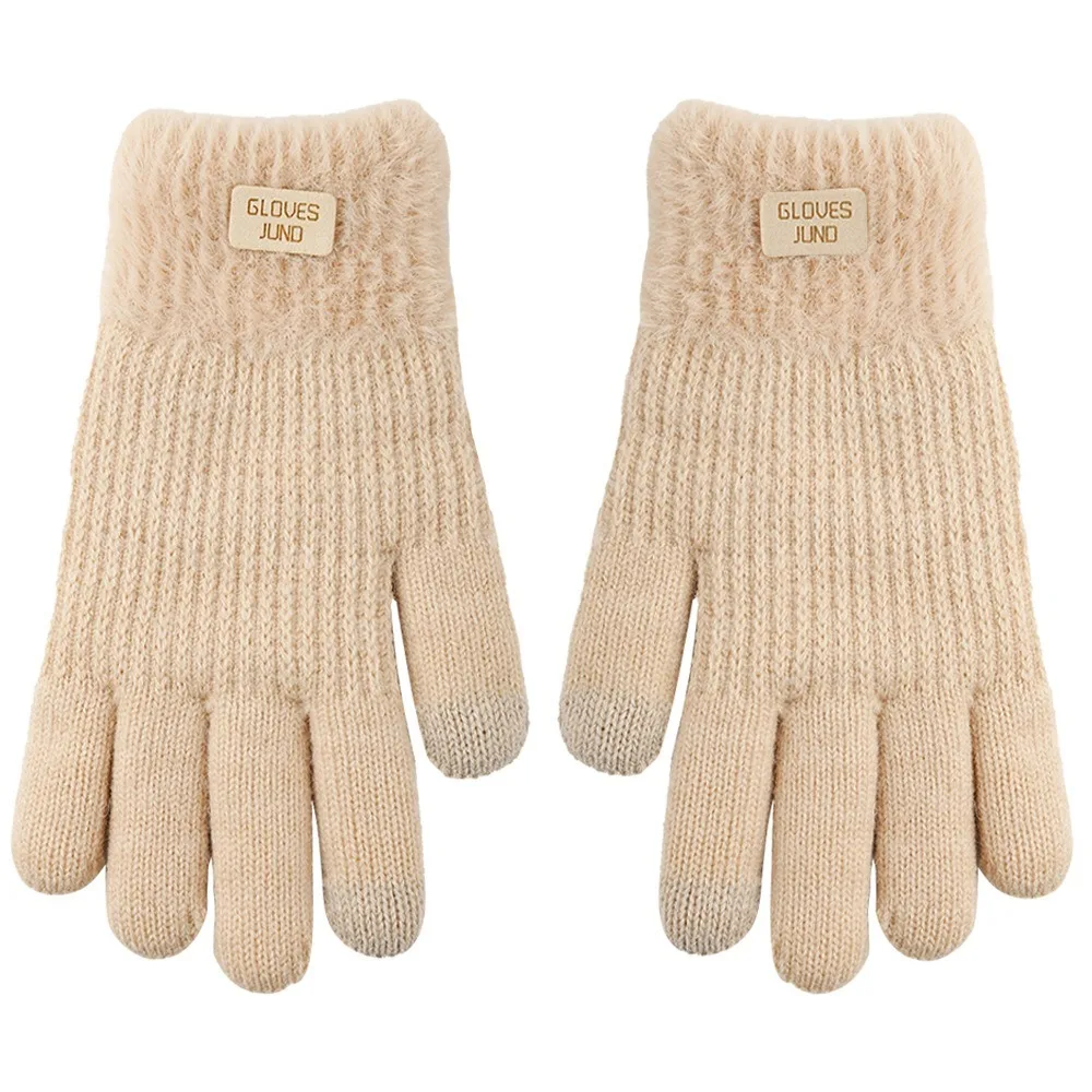 Gran oferta de guantes de invierno con pantalla táctil, manoplas de conducción de punto cálidas, guantes de esquí con dedos completos para mujeres y hombres - imagen 3
