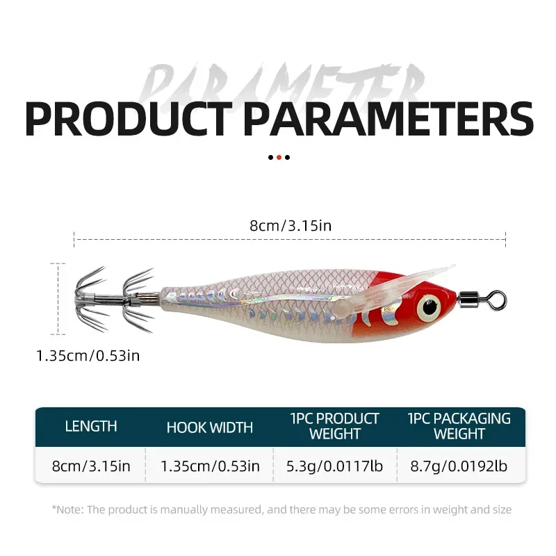 1Pc 3D láser calamar Jig anzuelo cebo madera camarón pulpo sepia señuelo plomo camarón 80mm 5,3g Señuelos de pesca luminosos plomo plomo - imagen 2