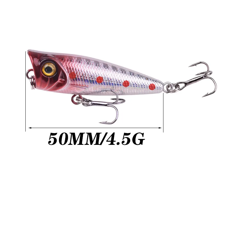 Juego de Señuelos de Pesca Popper, cebo Artificial Wobblers, anzuelos triples, accesorios, herramientas para Carpa, Trucha, lubina, 5 uds. - imagen 2