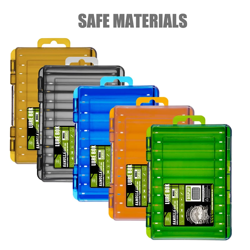 Caja de aparejos de pesca con 14 compartimentos, cajas de anzuelos de señuelo de doble cara, anzuelos de cebos falsos para exteriores, herramienta de pesca portátil impermeable - imagen 2