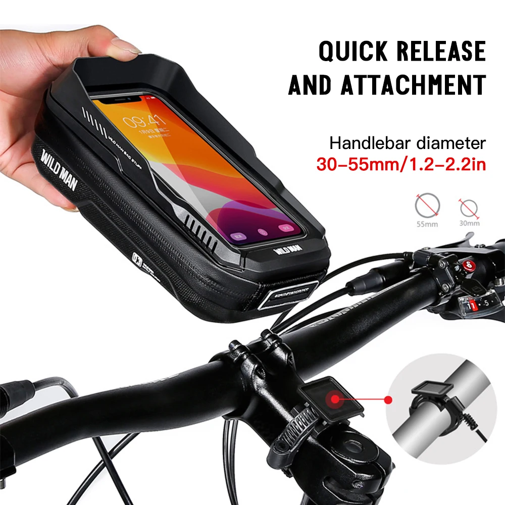 Funda de pantalla táctil de 6,7 pulgadas para manillar de bicicleta, bolsa frontal grande, resistente al agua, para tubo superior - imagen 3