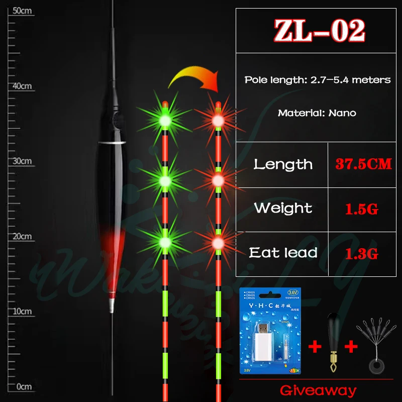 Flotador de pesca Led inteligente Nano + cargador USB, boya de recordatorio, Sensor de gravedad, estroboscópico de pesca nocturna eléctrico brillante, giro rojo, novedad de verano 2024 - imagen 3