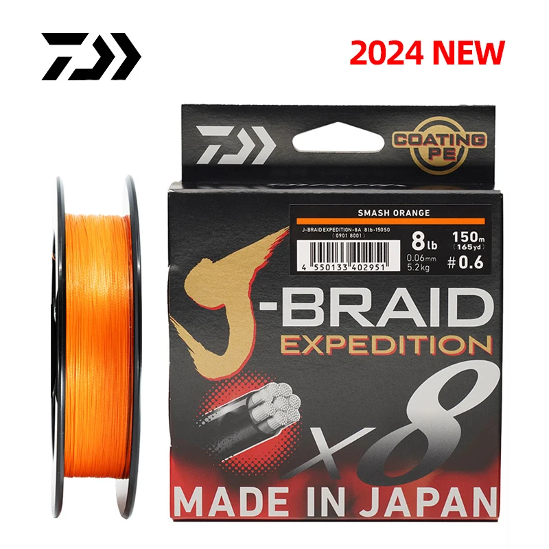 DAIWA-Hilo de pescar J-BRAID Expedition X8 PE, 2024/150 M, trenzado PE, 300