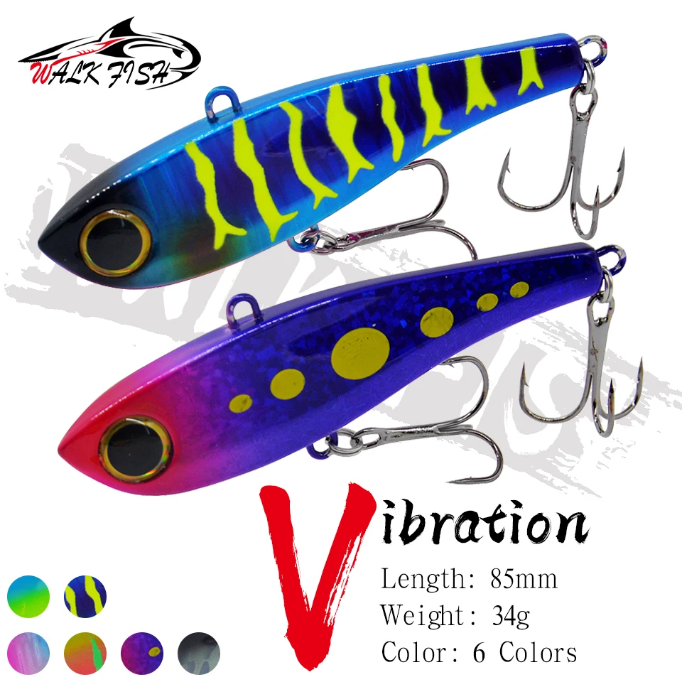 WALK FISH 1 Uds 34g Pesca de invierno señuelos VIB de tono alto sonajero Pesca lubina atún Bluefish hundimiento vibración aparejos de Pesca